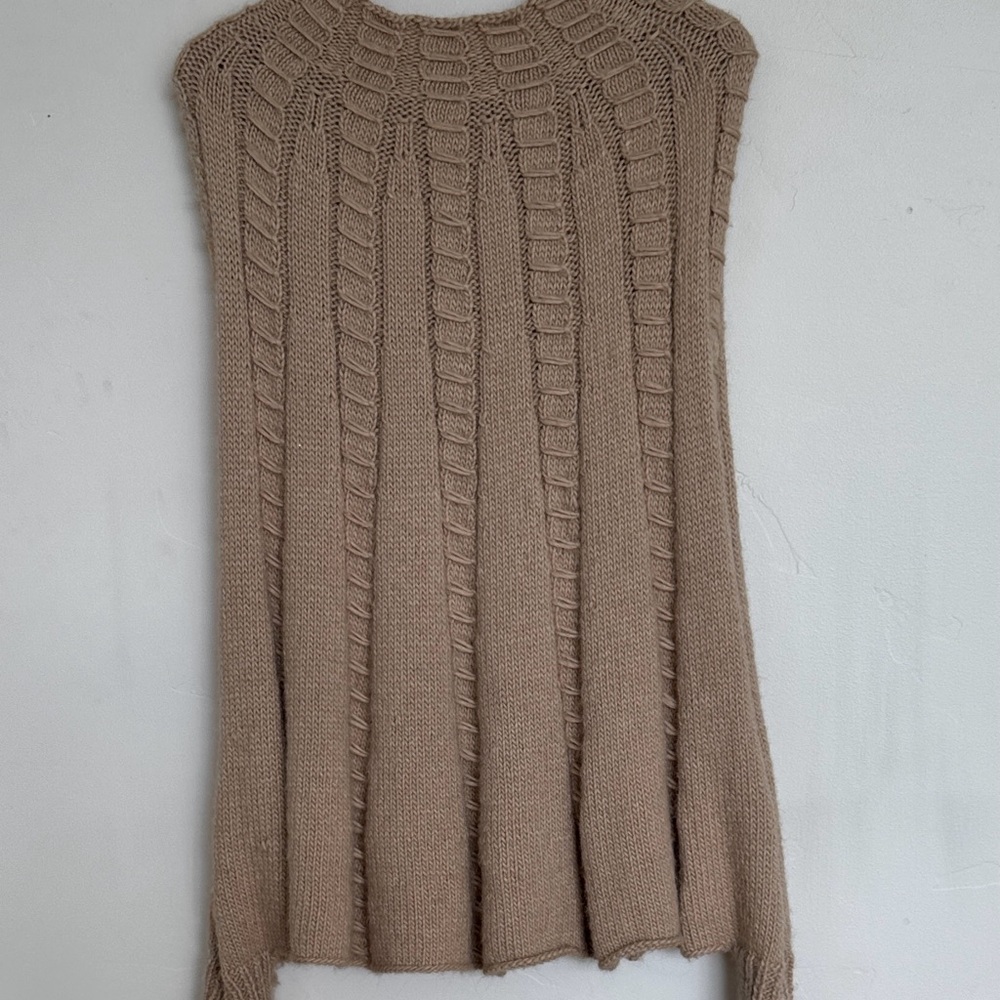 Elegant Knit Poncho - Beige